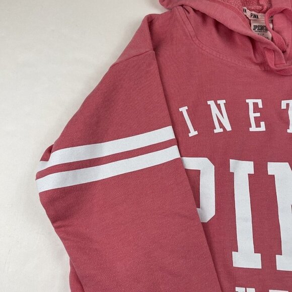 Pink Victoria’s Secret Hoodie Sweatshirt Women’s S Pink Cotton Blend Spellout - Picture 10 of 10